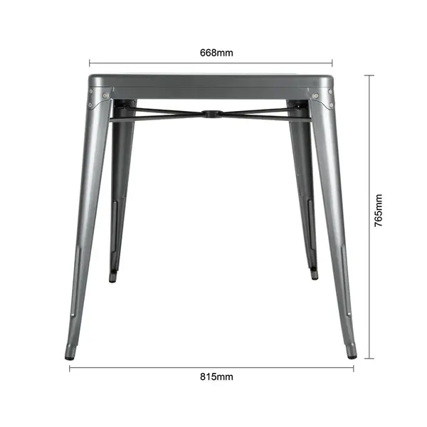 Tafel | Staal | Grijs | In-/Outdoor | Parasolgat | 660x660x760(h)mm