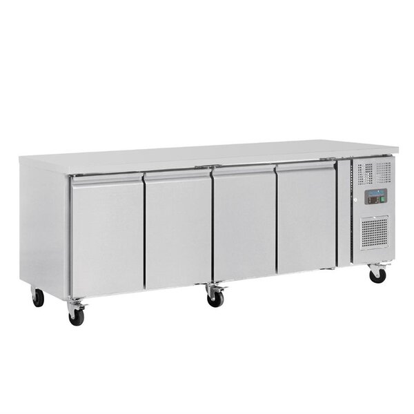 Koelwerkbank | 449L | 4 Deuren | +2°C/+5°C | Geforceerd | Wielen (Geremd) | 2230x600x860(h)mm