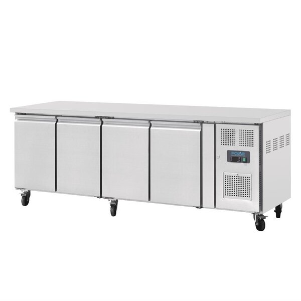 Koelwerkbank | 449L | 4 Deuren | +2°C/+5°C | Geforceerd | Wielen (Geremd) | 2230x600x860(h)mm