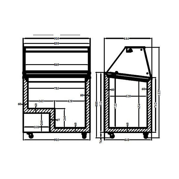 Schepijsvitrine | CORSICA | Energiezuinig | 231L | 6x 5L | -14°C/-24°C | Statisch | Gekoelde Reserve | Wielen | 909x644x1229(h)mm