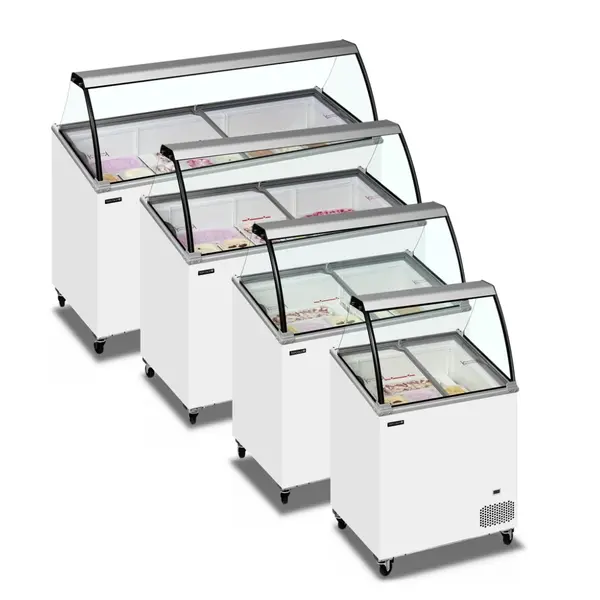 Schepijsvitrine | ICECREAM | 176L | 4x 5L | -14°C/-24°C | Statisch | Gekoelde Reserve | Wielen | 720x615x1295(h)mm