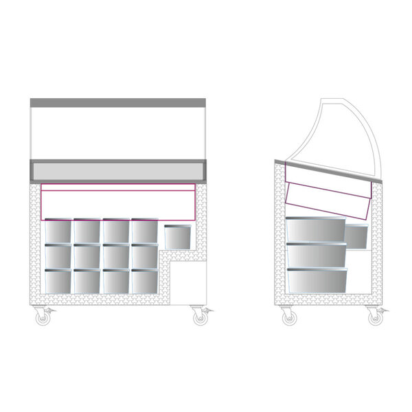 Schepijsvitrine | ICECREAM | 264L | 7x 5L | -14°C/-24°C | Statisch | Gekoelde Reserve | Wielen | 1010x615x1295(h)mm