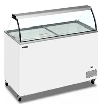 Tefcold Schepijsvitrine | ICECREAM | 401L | 10x 5L | -14°C/-24°C | Statisch | Gekoelde Reserve | Wielen | 1300x630x1250(h)mm 