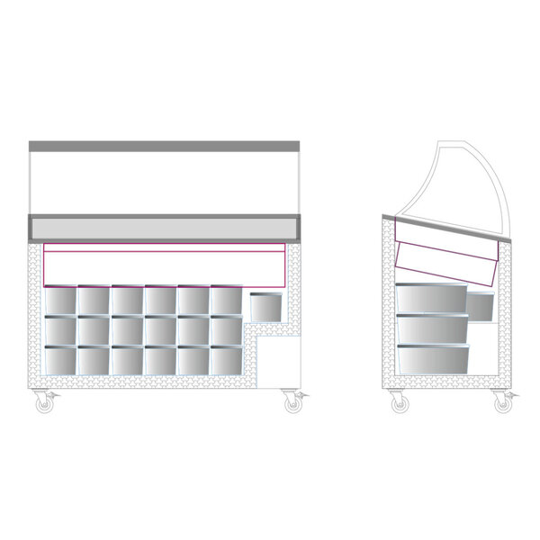 Schepijsvitrine | ICECREAM | 352L | 9x 5L | -14°C/-24°C | Statisch | Gekoelde Reserve | Wielen | 1300x615x1295(h)mm