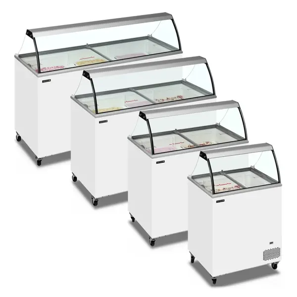 Schepijsvitrine | ICECREAM | 491L | 12x 5L | -14°C/-24°C | Statisch | Gekoelde Reserve | Wielen | 1550x630x1250(h)mm