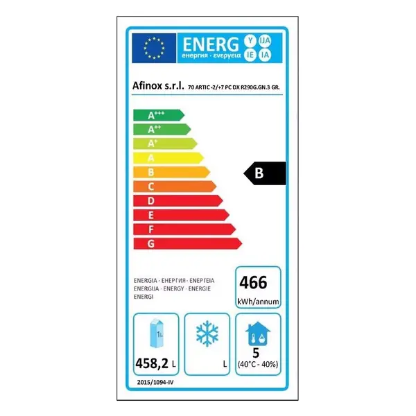 Koelkast | ARTIC | 458L (2/1 GN) | RVS | -2°C/+7°C | Geforceerd | 733x839x2090(h)mm