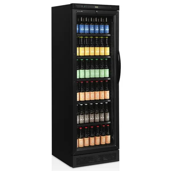 Drankenkoeling | SERIE CEV | 372L | Zwart | +2°C/+10°C | Statisch + Ventilator | Wielen | 595x640x1840(h)mm