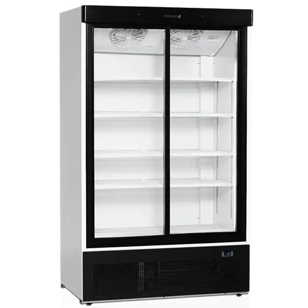 Koelkast | SERIE FS | 895L | Wit/Zwart | +2°C/+10°C | Geforceerd | Schuifdeuren | Wielen | 1200x735x1990(h)mm