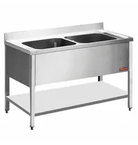 Diamond Spoeltafel | 2 Kuipen 600x500x325mm | Bodemschap | 1400x700x890/970(h)mm