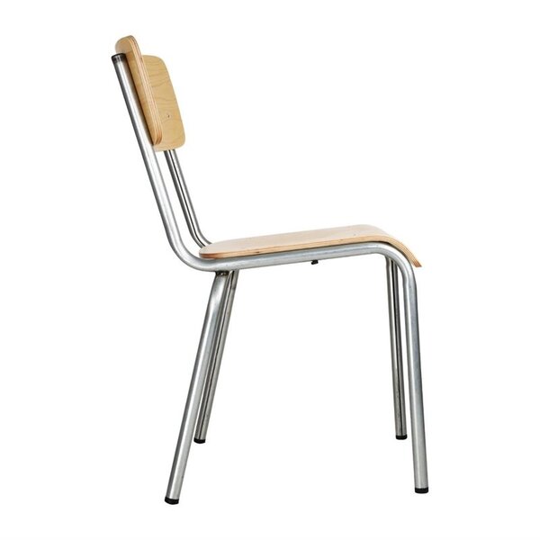 Stoelen | CANTINA | Hout/Staal | Hout (Essen) | Grijs Frame | Indoor | Stapelbaar | 4 Stuks | 480x580x830(h)mm