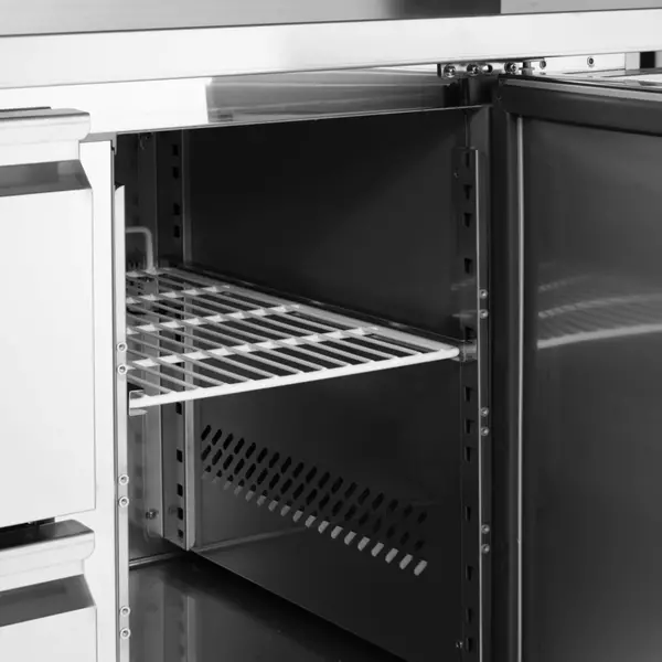 Koelwerkbank | 282L | 1 Deur + 2 Laden (1/1 GN) | +2°C/+10°C | Geforceerd | Achteropstand | Werkblad Afneembaar | 1360x700x880/980(h)mm