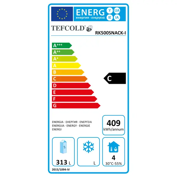 Koelkast | SNACK | 450L | RVS | -2°C/+8°C | Geventileerd | 0.35kW | 680x700x1900(h)mm