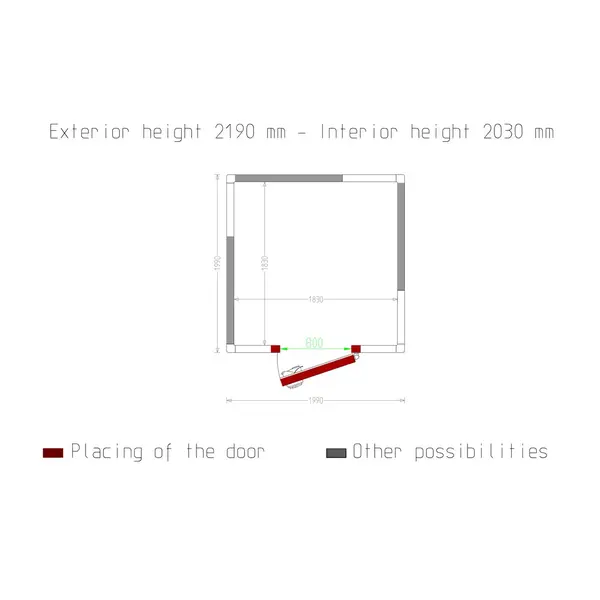 Koel-/Vriescel | Minicold EVO | 6.8m³ | Isolatie 80mm | 1990x1990x2190(h)mm