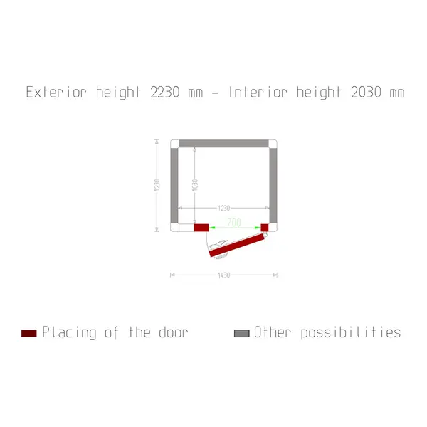 Koel-/Vriescel | Minicold EVO | 2.57m³ | Isolatie 100mm | 1430x1230x2230(h)mm