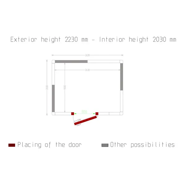 Koel-/Vriescel | Minicold EVO | 9.03m³ | Isolatie 100mm | 2630x2030x2230(h)mm