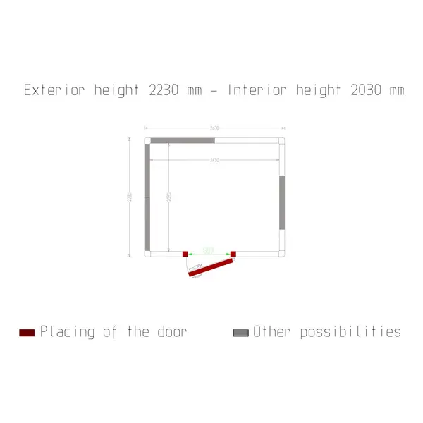 Koel-/Vriescel | Minicold EVO | 10m³ | Isolatie 100mm | 2630x2230x2230(h)mm