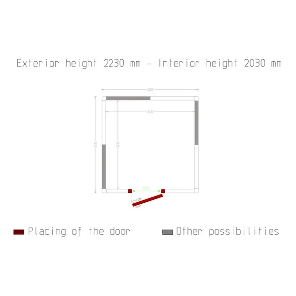 Koel-/Vriescel | Minicold EVO | 12m³ | Isolatie 100mm | 2630x2630x2230(h)mm