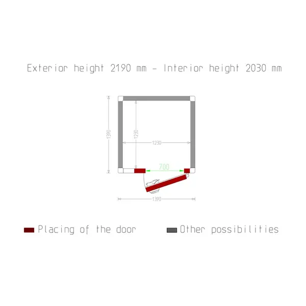 Koelcel | Minicold EVO | Incl. Motor | 3.07m³ | -5°C/+5°C | Isolatie 80mm | 230V | 1390x1390x2190(h)mm