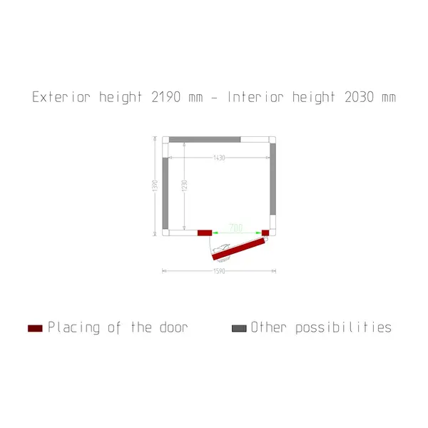 Koelcel | Minicold EVO | Incl. Motor | 3.57m³ | -5°C/+5°C | Isolatie 80mm | 230V | 1590x1390x2190(h)mm