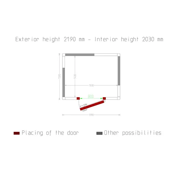 Koelcel | Minicold EVO | Incl. Motor | 5.31m³ | -5°C/+5°C | Isolatie 80mm | 230V | 1990x1590x2190(h)mm