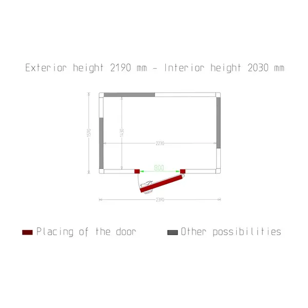 Koelcel | Minicold EVO | Incl. Motor | 6.47m³ | -5°C/+5°C | Isolatie 80mm | 230V | 2390x1590x2190(h)mm