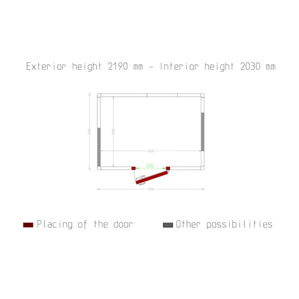 Koelcel | Minicold EVO | Incl. Motor | 9.77m³ | -5°C/+5°C | Isolatie 80mm | 230V | 2790x1990x2190(h)mm