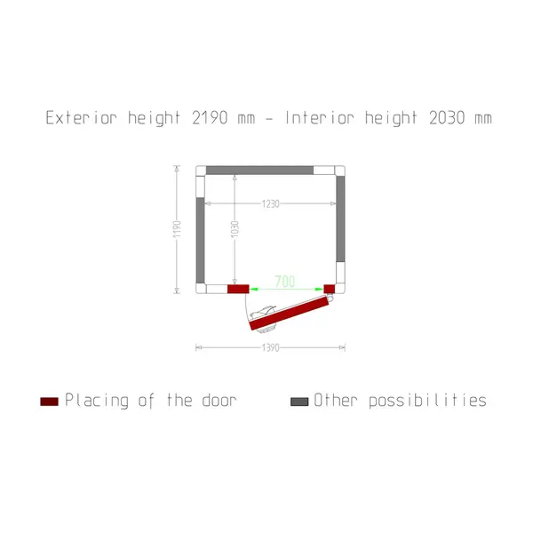 Koelcel | Minicold EVO | Incl. Motor | 2.57m³ | -5°C/+5°C | Isolatie 80mm | 230V | 1390x1190x2190(h)mm