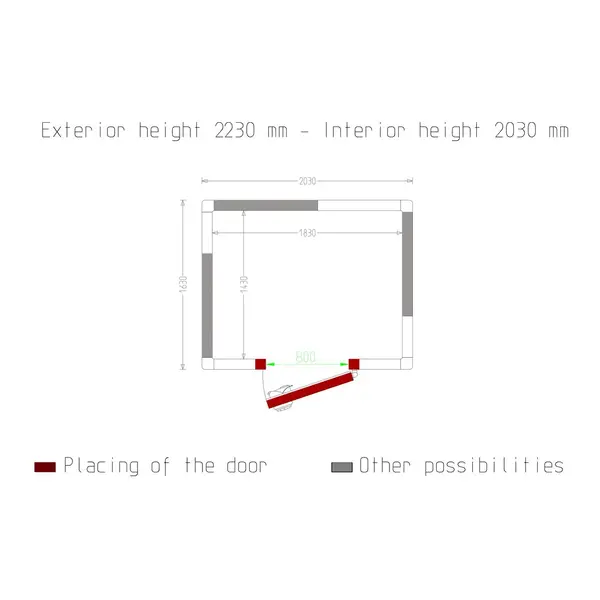 Koelcel | Minicold EVO | Incl. Motor | 5.31m³ | -5°C/+5°C | Isolatie 100mm | 230V | 2030x1630x2230(h)mm