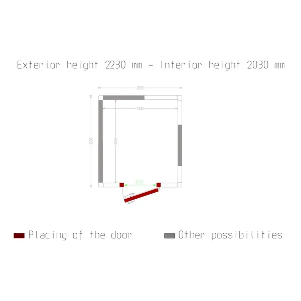 Koelcel | Minicold EVO | Incl. Motor | 7.54m³ | -5°C/+5°C | Isolatie 100mm | 230V | 2230x2030x2230(h)mm