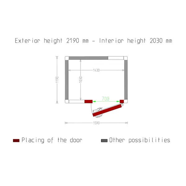 Vriescel | Minicold EVO | Incl. Motor | 3m³ | -15°C/-25°C | Isolatie 80mm | 230V | 1590x1190x2190(h)mm