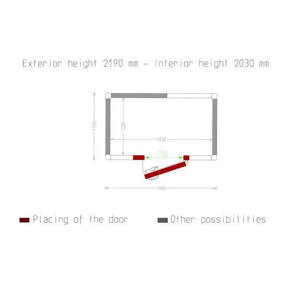 Vriescel | Minicold EVO | Incl. Motor | 3.83m³ | -15°C/-25°C | Isolatie 80mm | 230V | 1990x1190x2190(h)mm