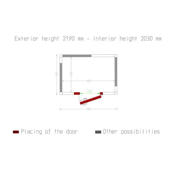 Vriescel | Minicold EVO | Incl. Motor | 4.57m³ | -15°C/-25°C | Isolatie 80mm | 230V | 1990x1390x2190(h)mm