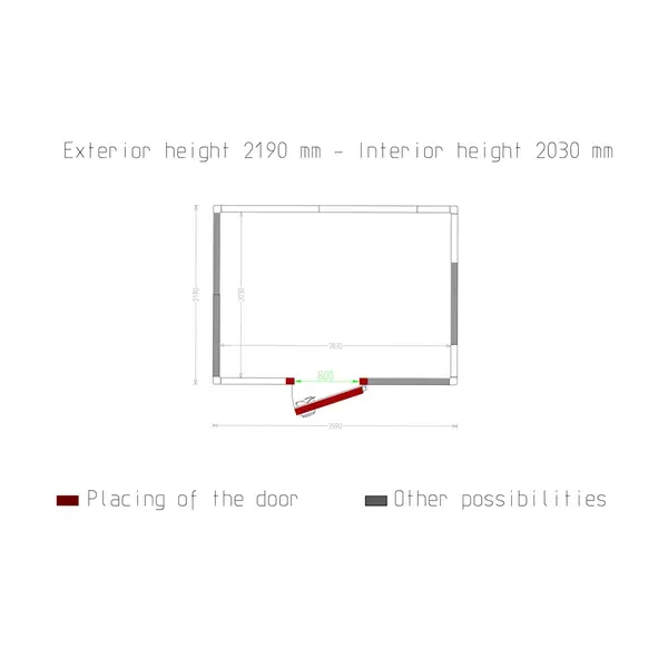 Vriescel | Minicold EVO | Incl. Motor | 11.66m³ | -15°C/-25°C | Isolatie 80mm | 400V | 2990x2190x2190(h)mm