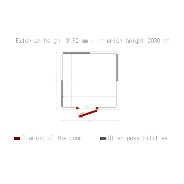 Vriescel | Minicold EVO | Incl. Motor | 12m³ | -15°C/-25°C | Isolatie 80mm | 400V | 2590x2590x2190(h)mm