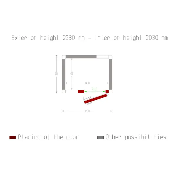 Vriescel | Minicold EVO | Incl. Motor | 3m³ | -15°C/-25°C | Isolatie 100mm | 230V | 1630x1230x2230(h)mm