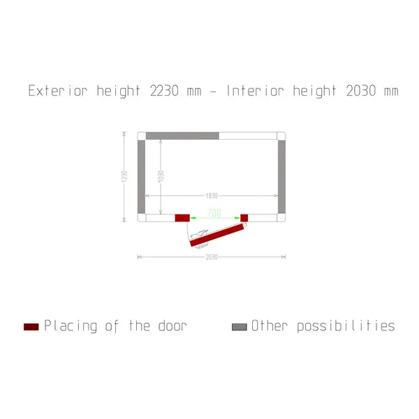 Vriescel | Minicold EVO | Incl. Motor | 3.83m³ | -15°C/-25°C | Isolatie 100mm | 230V | 2030x1230x2230(h)mm