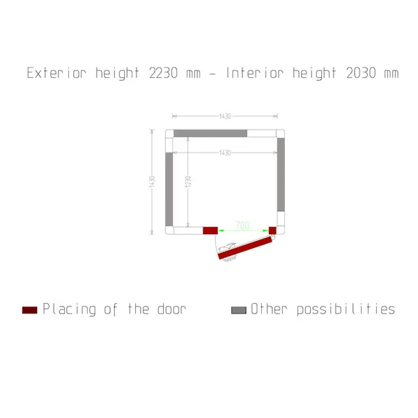 Vriescel | Minicold EVO | Incl. Motor | 3.57m³ | -15°C/-25°C | Isolatie 100mm | 230V | 1630x1430x2230(h)mm