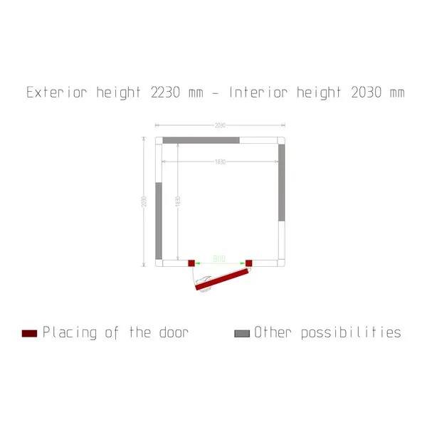 Vriescel | Minicold EVO | Incl. Motor | 6.8m³ | -15°C/-25°C | Isolatie 100mm | 400V | 2030x2030x2230(h)mm