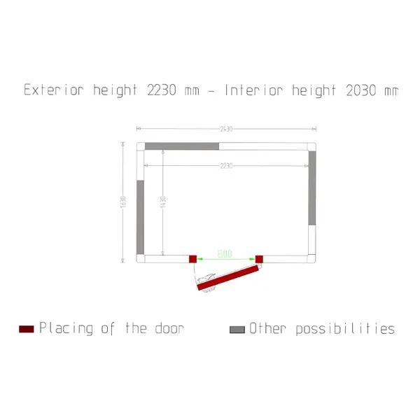 Vriescel | Minicold EVO | Incl. Motor | 6.47m³ | -15°C/-25°C | Isolatie 100mm | 400V | 2430x1630x2230(h)mm