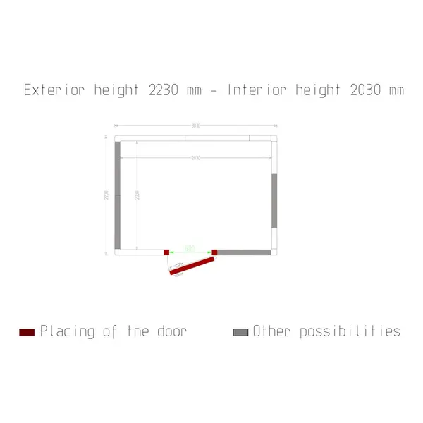 Vriescel | Minicold EVO | Incl. Motor | 11.66m³ | -15°C/-25°C | Isolatie 100mm | 400V | 3030x2230x2230(h)mm