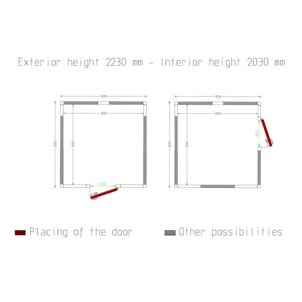 Vriescel | Maxicold EVO | Incl. Motor | 17.86m³ | -15°C/-25°C | Isolatie 100mm | 400V | 3030x3030x2430(h)mm