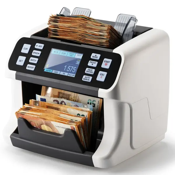 Biljettelmachine | SX-27C | 1200/min. | Invoer 500 / Opvang 300 Biljetten | Valsgelddetectie (ECB-Gecertificeerd) | Touchscreen | 240x260x230(h)mm