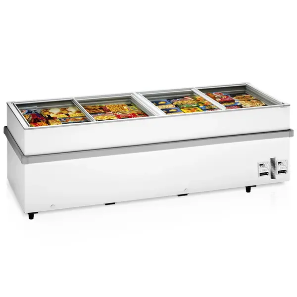 Supermarkt Vrieskist | 1100L | Wit | -18°C/-26°C | Statisch | Schuifdeksels | 2 Zones (Apart Instelbaar) | 2504x914x840(h)mm