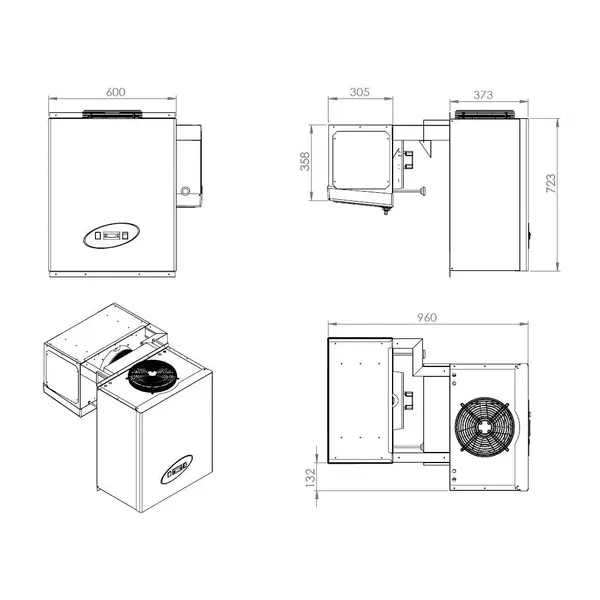 Hang-Wandunit | 9.1-13m³ | +2°C/+8°C | 230V (0.83kW) | 600x960x723(h)mm