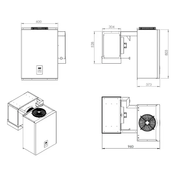 Hang-Wandunit | 13.1-18m³ | -12°C/-20°C | 400V (2.25kW) | 600x960x803(h)mm