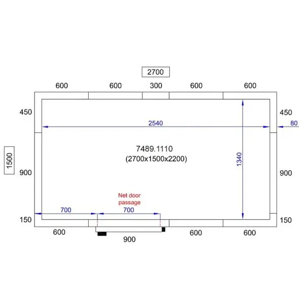 Koelcel | PRO LINE | Incl. Motor | 6.9m³ | -5°C/+15°C | Isolatie 80mm | 230V | 2700x1500x2200(h)mm