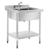Vogue Spoeltafel | RVS | 1 Spoelbak | Bodemschap | Achteropstand | Zelfmontage | 750x600x900/960(h)mm 