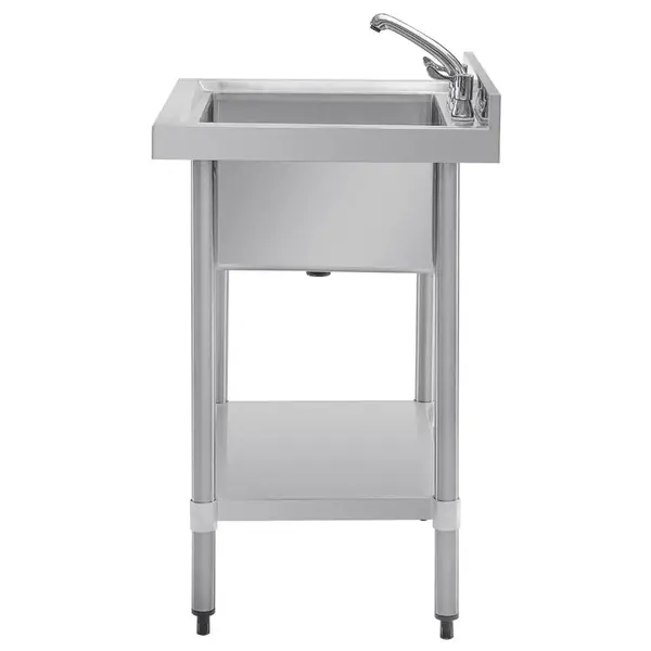 Spoeltafel | RVS | 1 Spoelbak | Bodemschap | Achteropstand | Zelfmontage | 750x600x900/960(h)mm