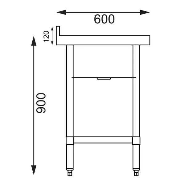 Spoeltafel | RVS | 1 Spoelbak | Bodemschap | Achteropstand | Zelfmontage | 750x600x900/960(h)mm