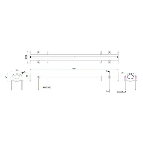 Sleufgoot | RVS | Draagkracht 700kg | Koppelbaar | 1000x66x97(h)mm